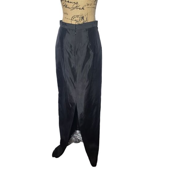 Vintage 90s Black Grunge Maxi Skirt High Waisted High Slit - Picture 3 of 15